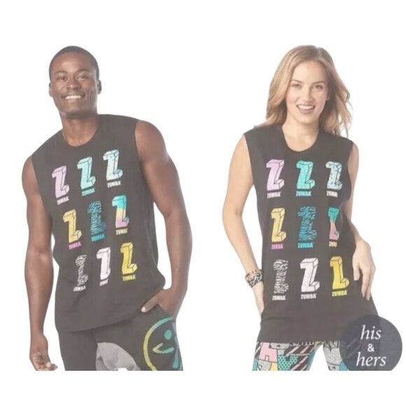 I Want My Zumba Muscle Tank Bold Black XS/S Unisex Soft Cotton Blend NWT - Picture 1 of 4